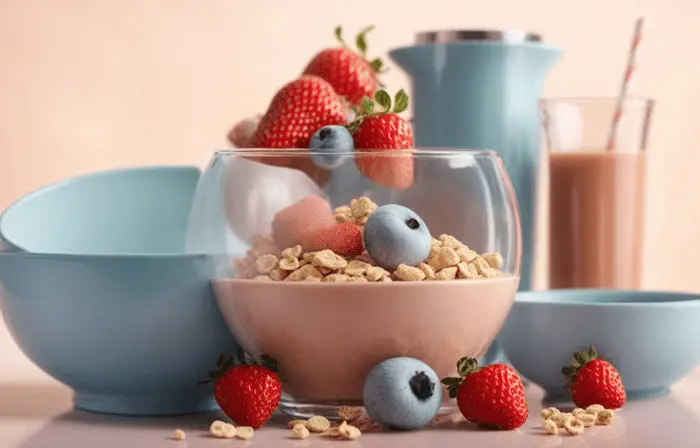Fresh Breakfast Ingredients Bowl 3D Art Illustration image